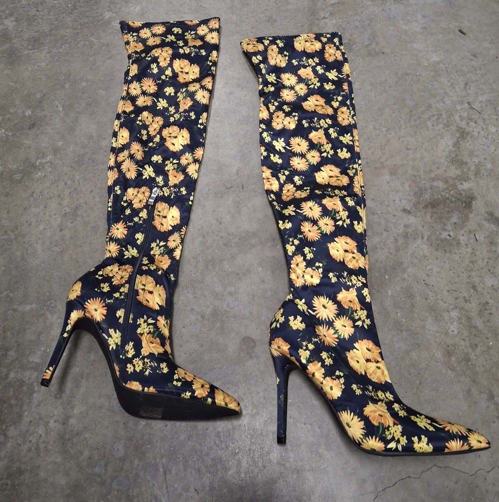Floral Over-the-Knee Boots